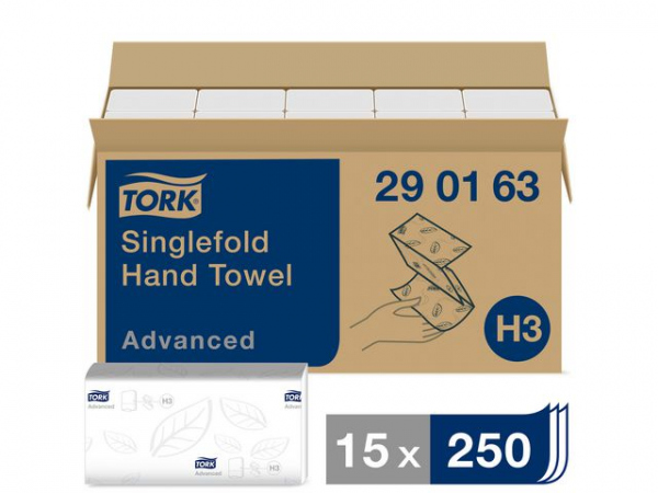 Tørkeark Tork Advance Singlef 2L H3 (250 stk/pk, 15 pakker)