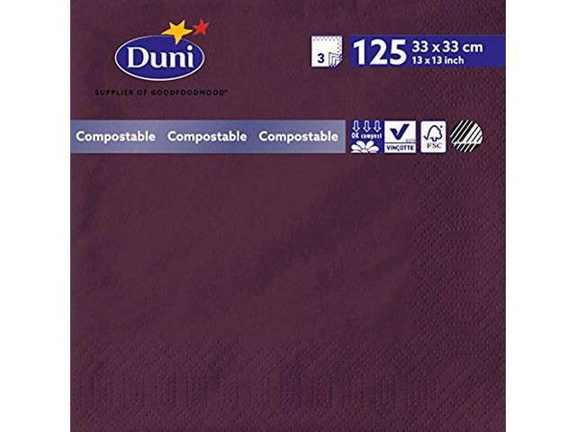 BildeServiett Duni 3L 33Cm Plomme (125 stk/pk, 8 pakker)