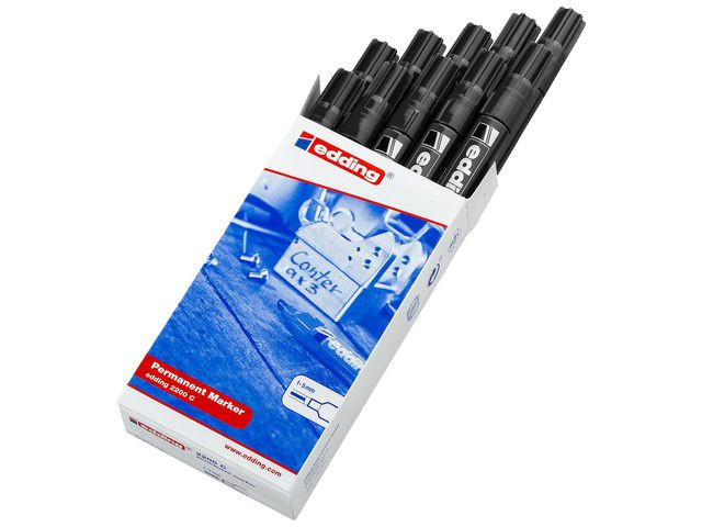 Merkepenn Edding 2200 Skrå Sort (10 stk)