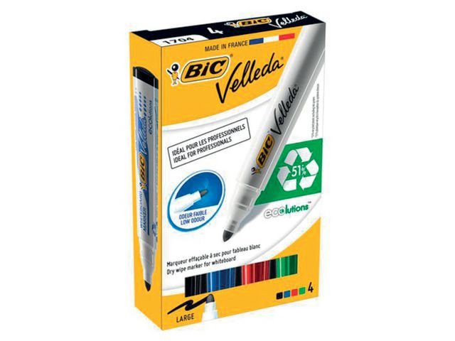 Whiteboardpenn Bic Velleda 1701 Ass (4 stk)