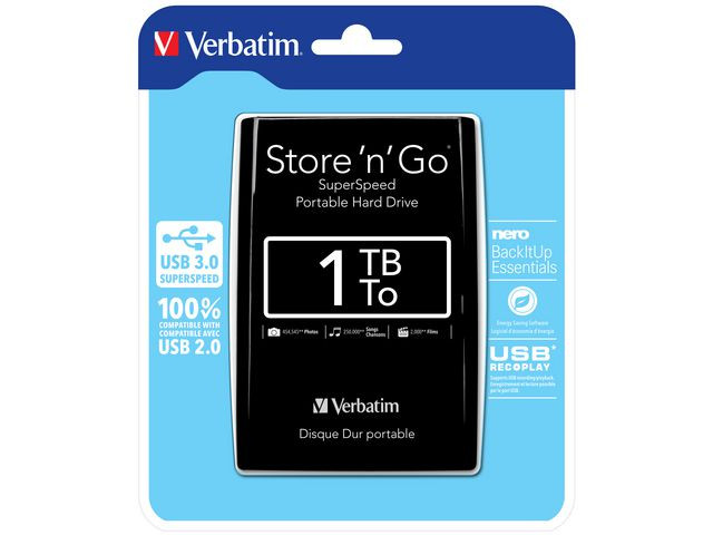 Harddisk Verbatim 2.5" Usb 3.0 1Tb Sort