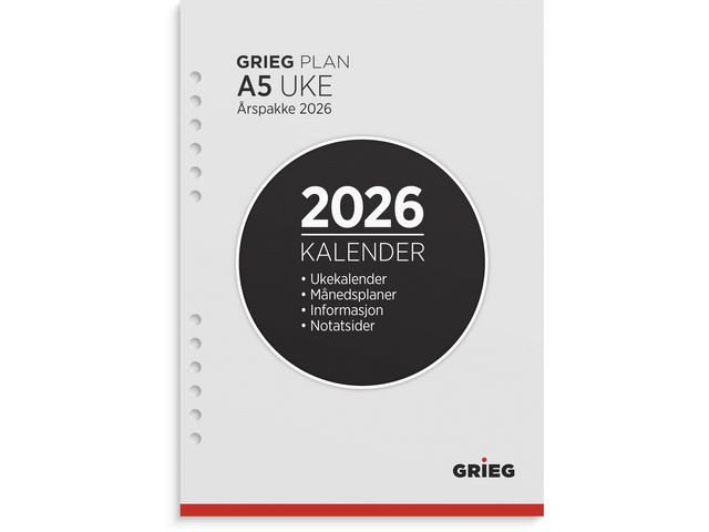 BildeÅrspakke Grieg A5 2026 Uke