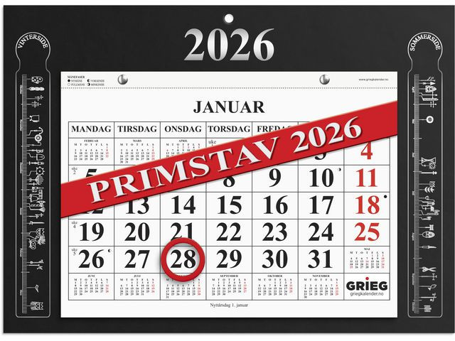 BildeMagnetkalender Grieg 2026 Primstav Sort