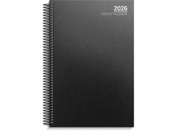 Timeavtalebok Grieg Spiral 2026 Sort