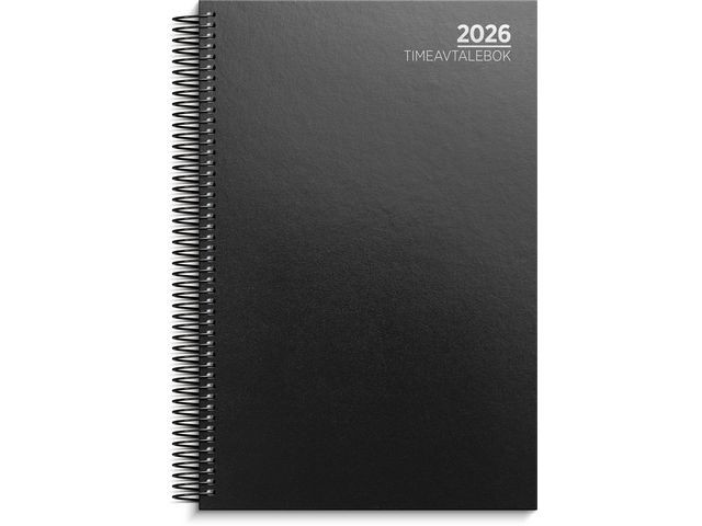 BildeTimeavtalebok Grieg Spiral 2026 Sort