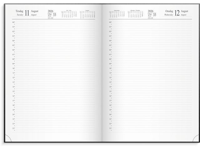 Dagbok Grieg 24 Timer A4 2026 Sort