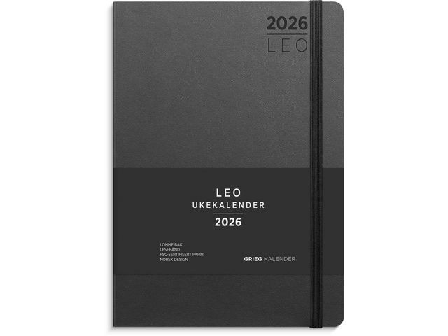 BildeUkekalender Grieg Leo A5 Lite 2026 Sort