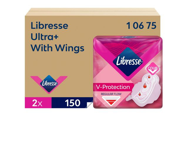 BildeHygienebind Libresse Ultra M/Ving (150 stk/pk, 2 pakker)