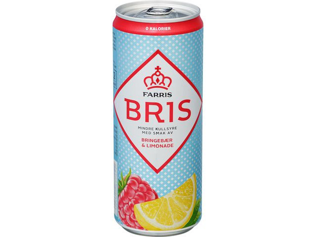BildeMineralvann Bris Bringebær Limonade 0,33 (20 stk)