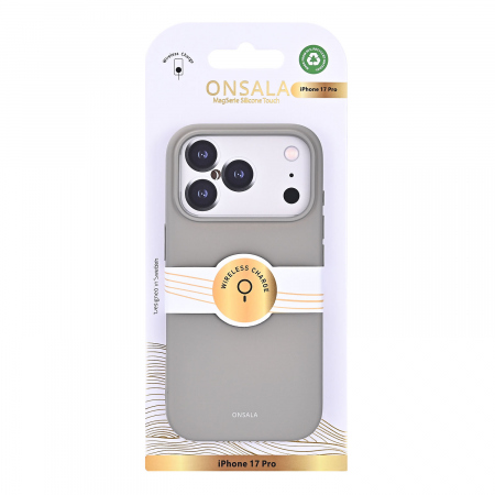 ONSALA Back Sil Touch Recycled MagSerie iPhone 17 Pro Concrete