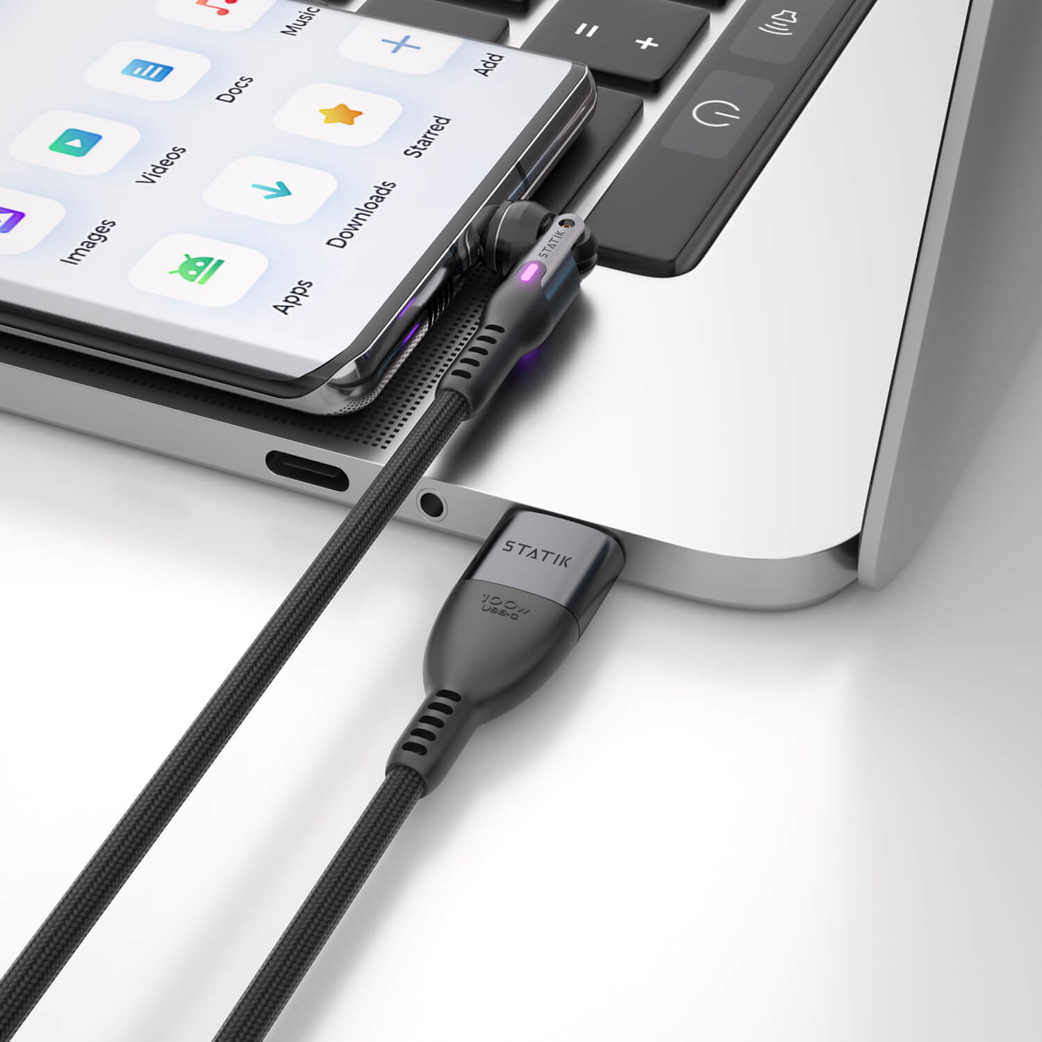 STATIK PowerPivot Pro Nylon Braided USB-C to USB-C, 1m Black