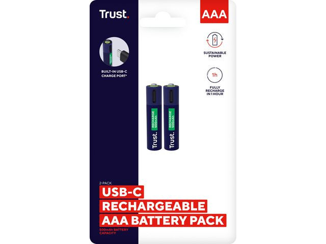 BildeBatteri Trust Usb-C Oppladbare Aaa (2 stk)