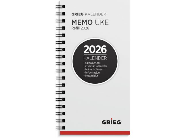 BildeLommekalender Grieg Memo 2026 Refill