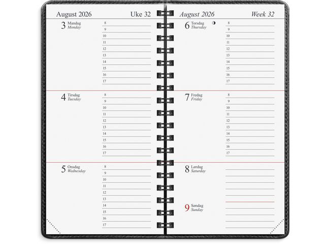 Lommekal. Grieg Memo 2026 I Omslag Sort