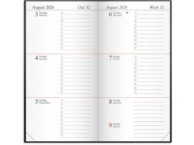 Lommekal. Grieg Memo2026 Imitert Sort