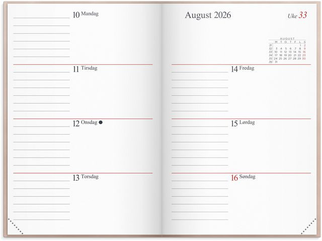 Lommekal Grieg Gemini 2026 Colore Rosa