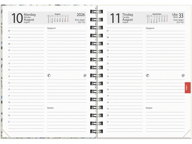 Dagbok Grieg Time A5 Spiral 2026 Blomst