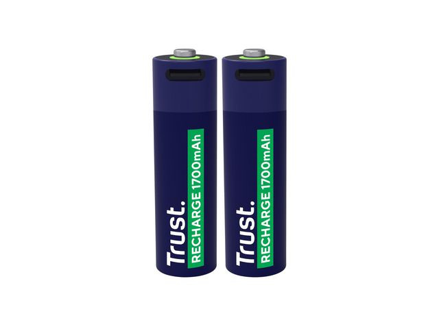 Batteri Trust Usb-C Oppladbare Aa (2 stk)