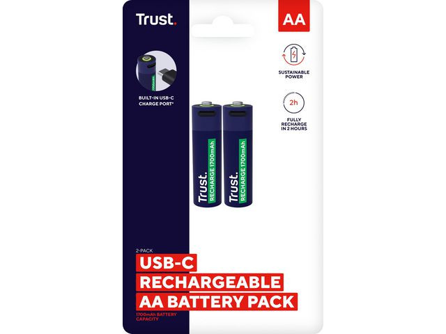 BildeBatteri Trust Usb-C Oppladbare Aa (2 stk)