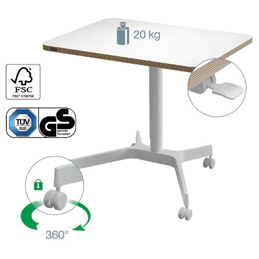 Skrivebord Leitz Hev/Senk Hvit