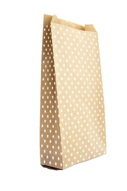 BildePapirpose 15X31X6Cm Kraft M/Stjerne (50 stk)