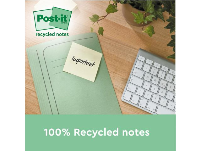 Notatblokk Post-It Ssn76X76 Resi Gul (4 stk/pk, 8 pakker)