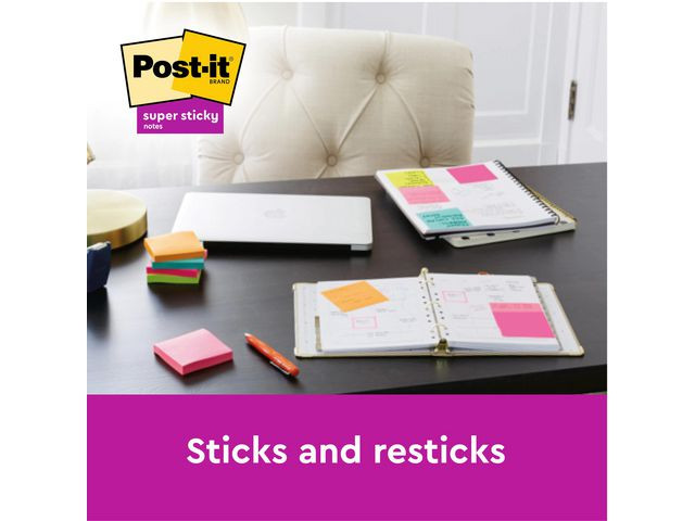 Notatblokk Post-It Ssn48X48 Resi Ass (3 stk/pk, 12 pakker)