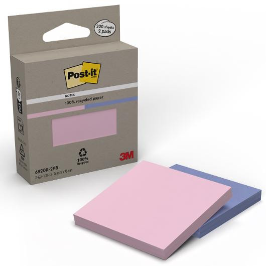 BildeNotatblokk Post-It 76X76 Resirk P/B (2 stk/pk, 6 pakker)