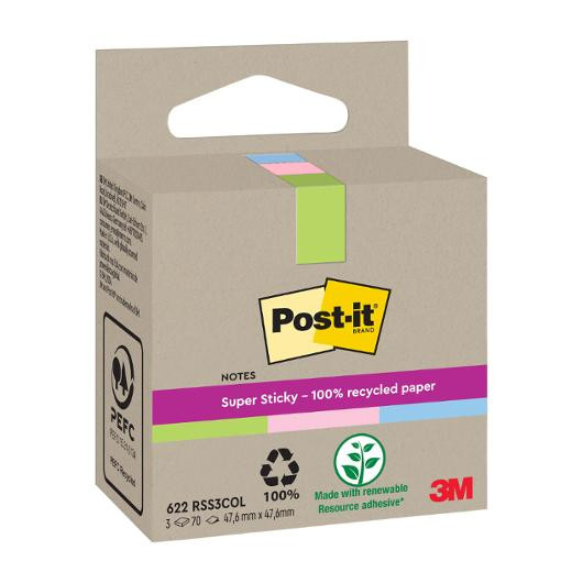 BildeNotatblokk Post-It Ssn48X48 Resi Ass (3 stk/pk, 12 pakker)