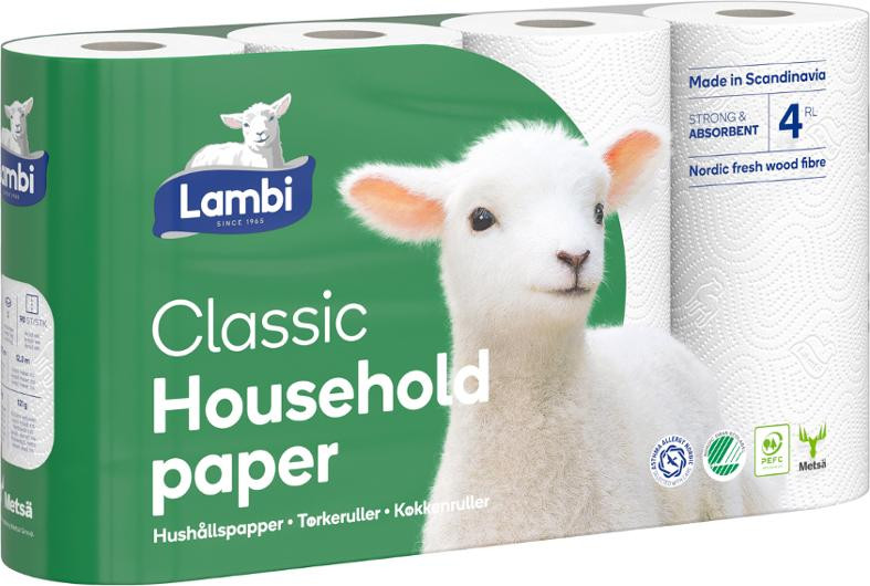 BildeKjøkkenrull Lambi 2L 12,3M Hvit (4 stk/pk, 5 pakker)