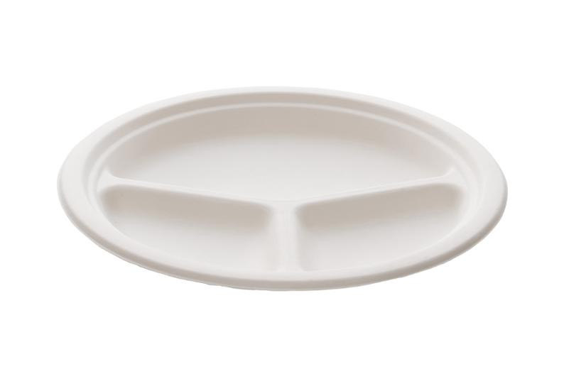 BildeTallerken Bagasse 26Cm 3Rom Hvit (50 stk)
