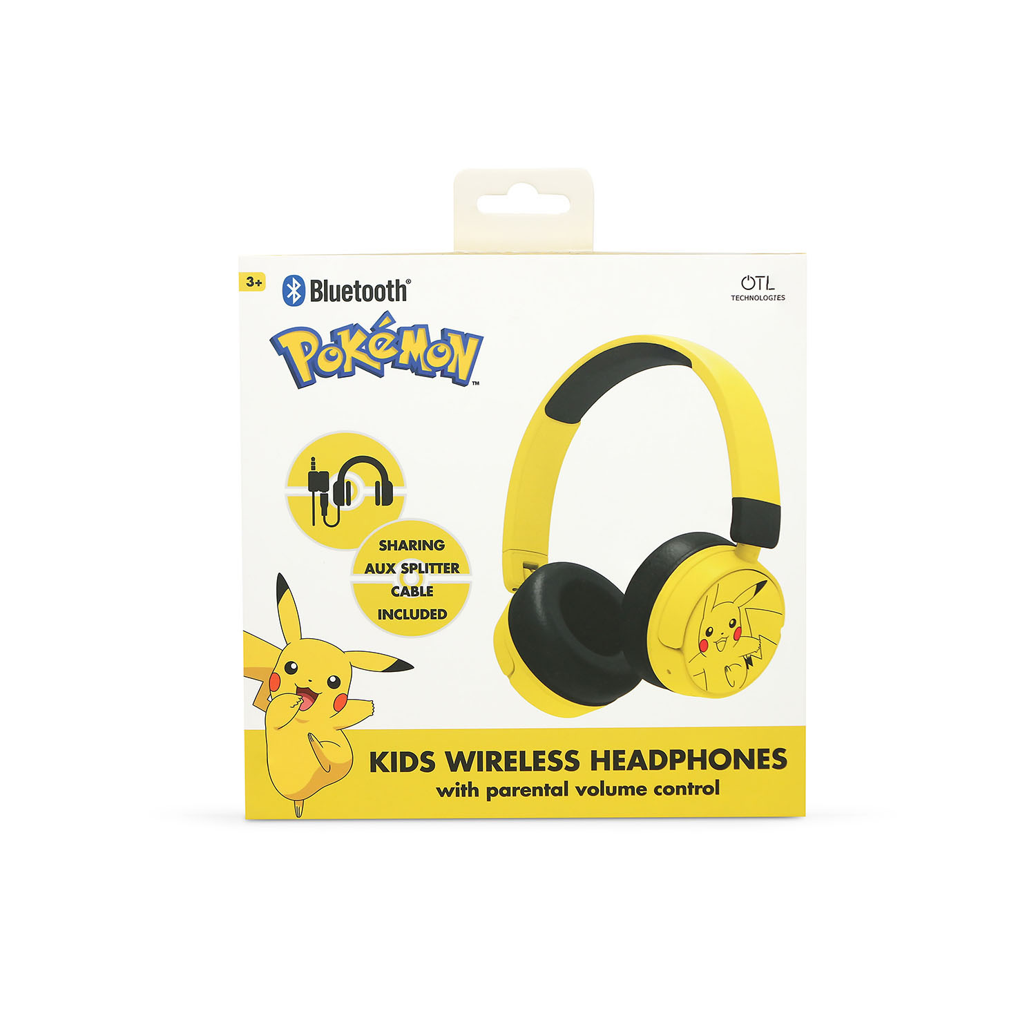 POKEMON Pikachu Headphone On-Ear Wireless 85dB/95dB Sharing Aux