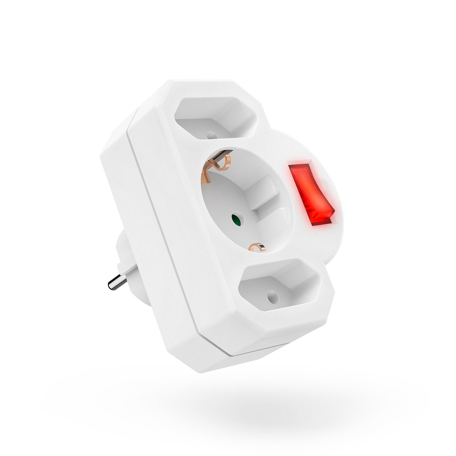 HAMA Socket Adapter 3-way with Switch White