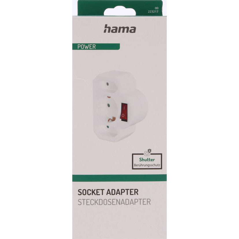 HAMA Socket Adapter 3-way with Switch White