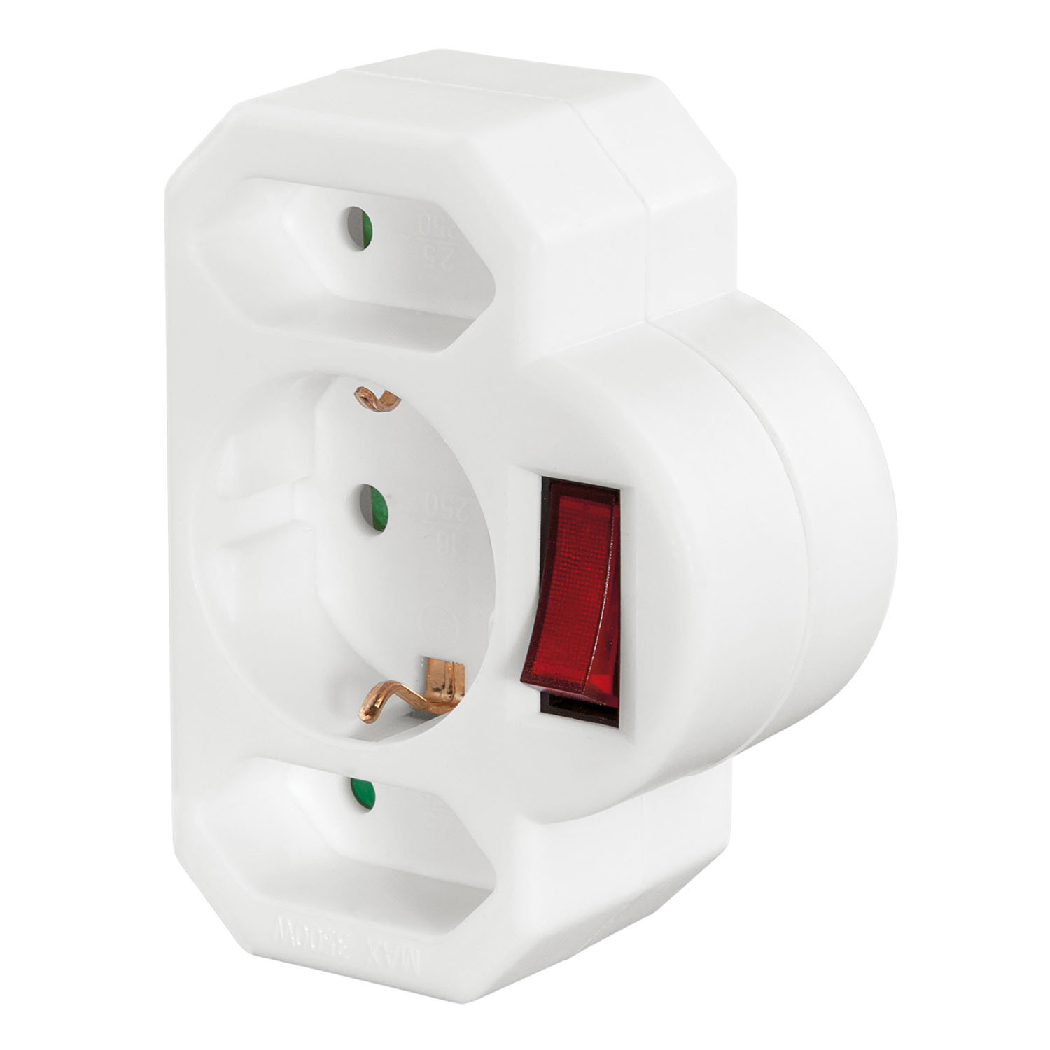 HAMA Socket Adapter 3-way with Switch White