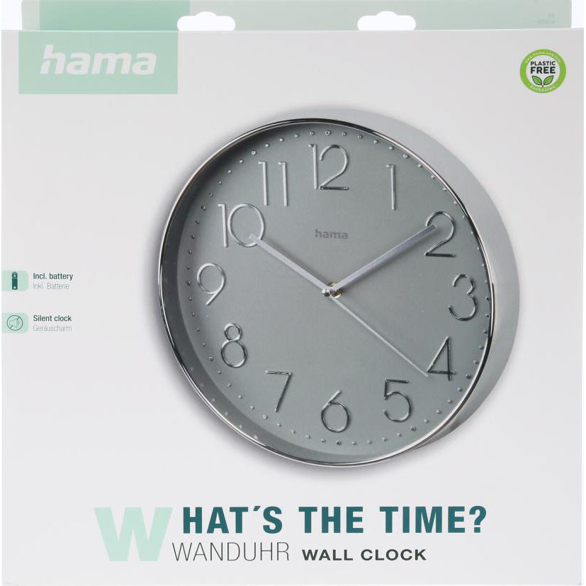 HAMA Corsica Wall Clock 30 cm Silver