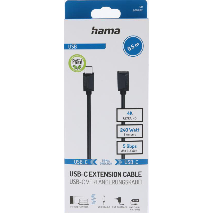 HAMA Cable USB-C Extension Black 0.5m