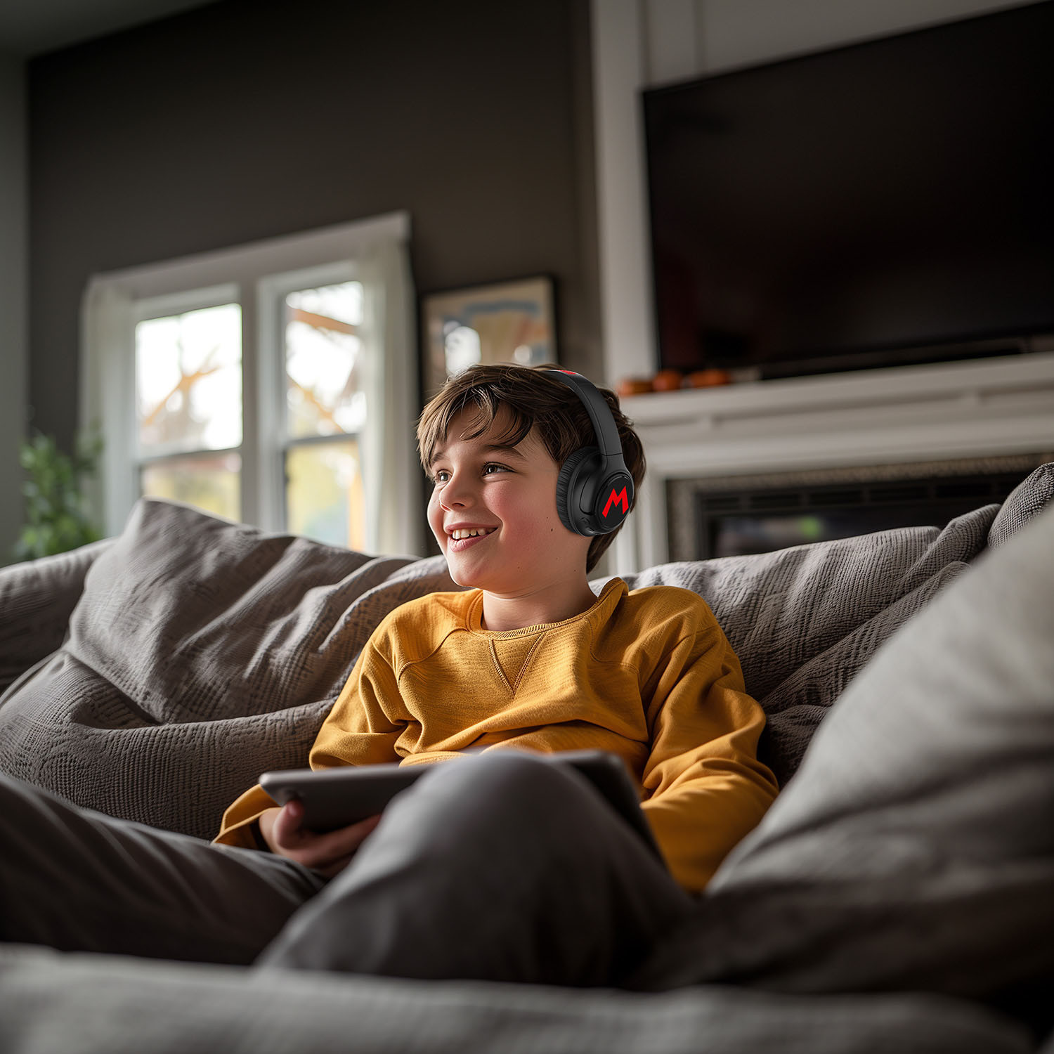 SUPER MARIO Headphone Over-Ear Wireless LED Light Sharing Aux