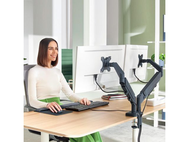 Monitor Arm Ergo Space Saving Dual, Dark Grey