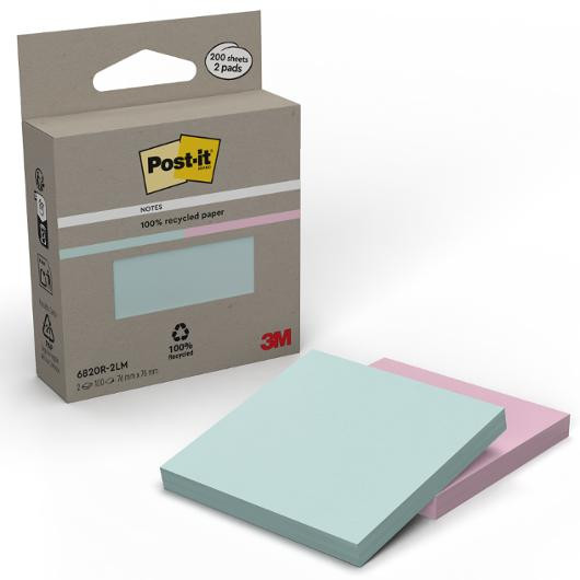 BildeNotatblokk Post-It 76X76 Resirk P/G (2 stk/pk, 6 pakker)