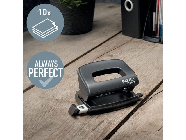 Hullemaskin Leitz recycle 2h/10 ark Sort