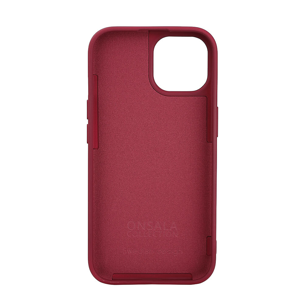 ONSALA Back Sil Touch Recycled MagSerie iPhone 15 Deep Red