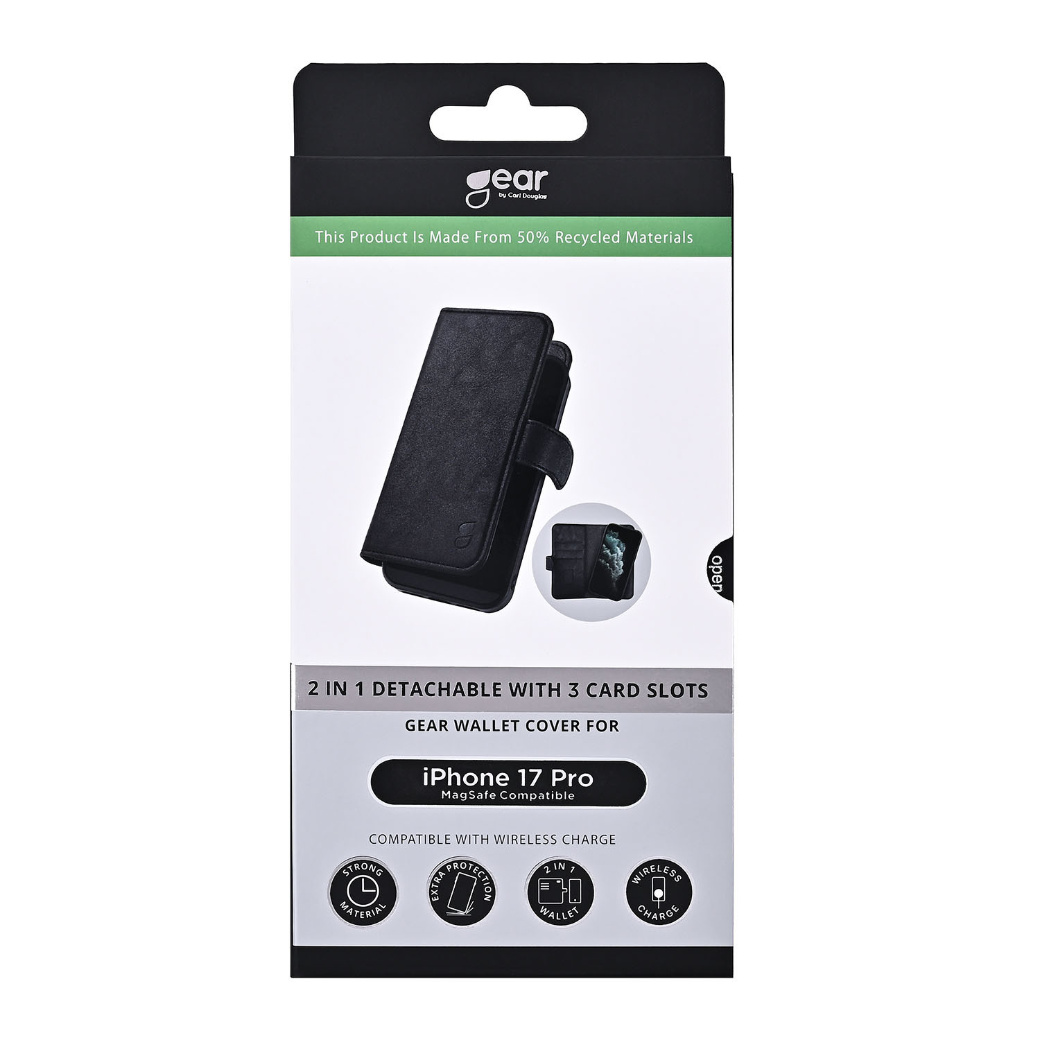 GEAR 2in1 3 card Recycled MagSerie iPhone 17 Pro Black