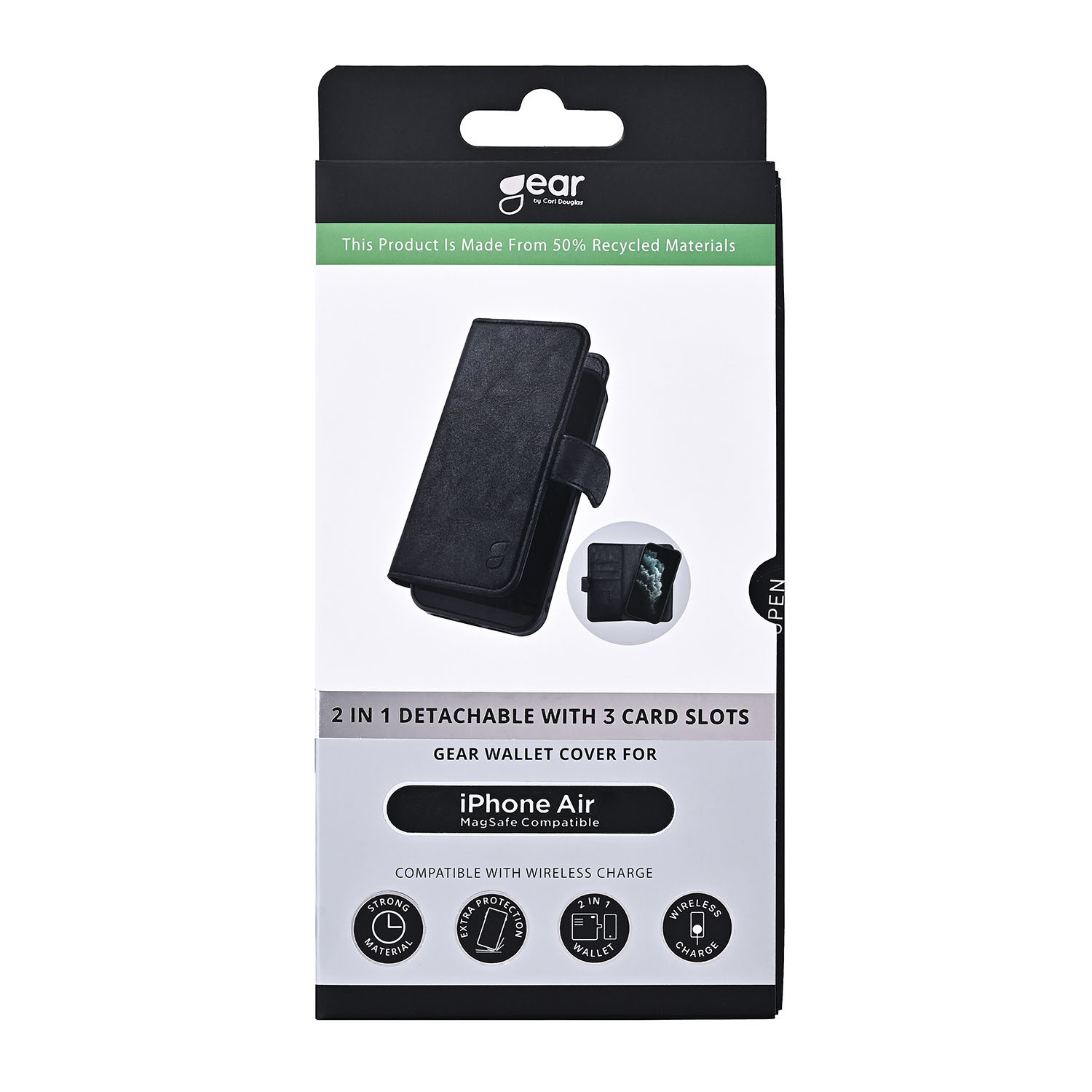 GEAR 2in1 3 card Recycled MagSerie iPhone Air Black