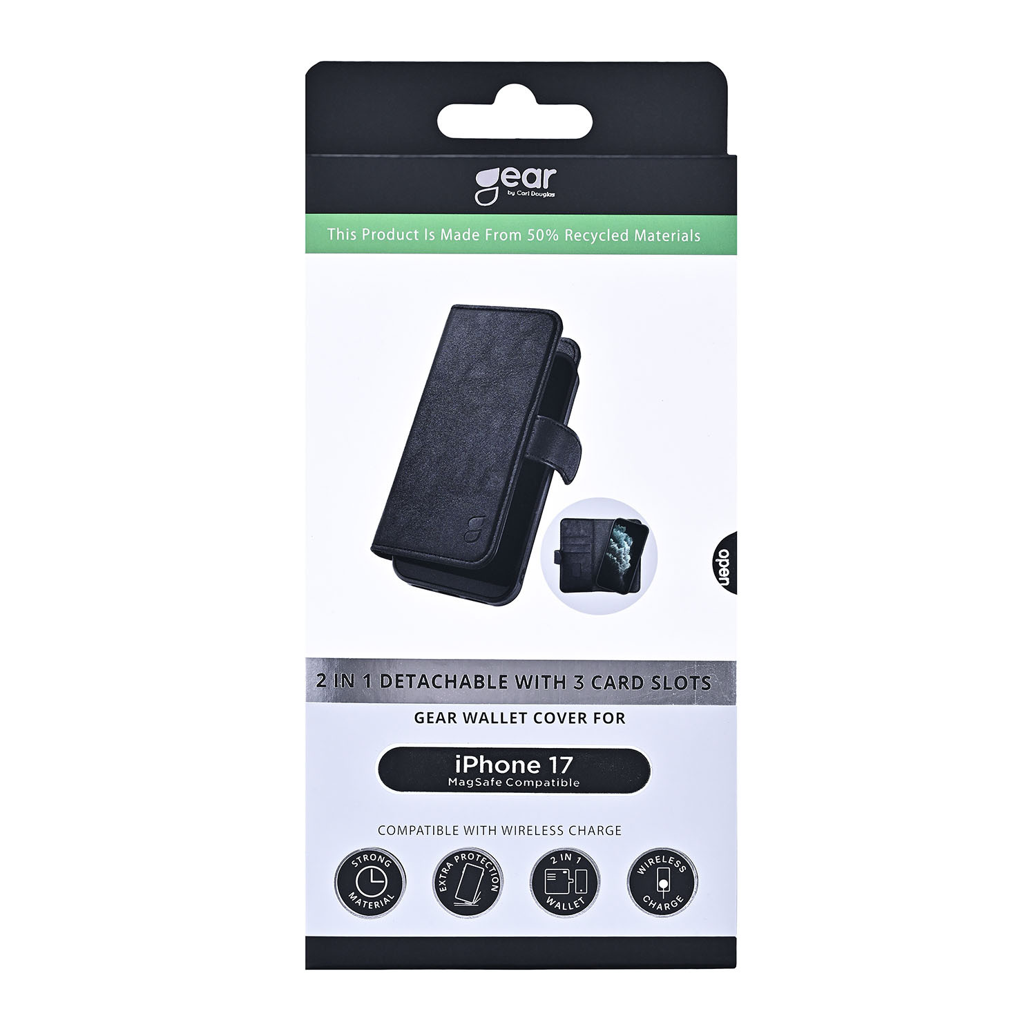 GEAR 2in1 3 card Recycled MagSerie iPhone 17 Black