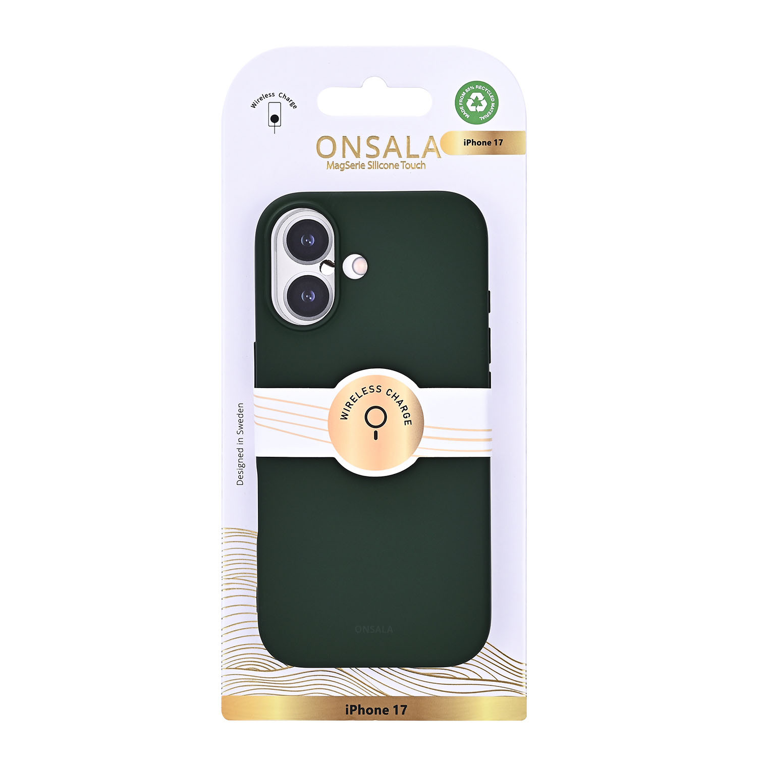 ONSALA Back Sil Touch Recycled MagSerie iPhone 17 Olive Green