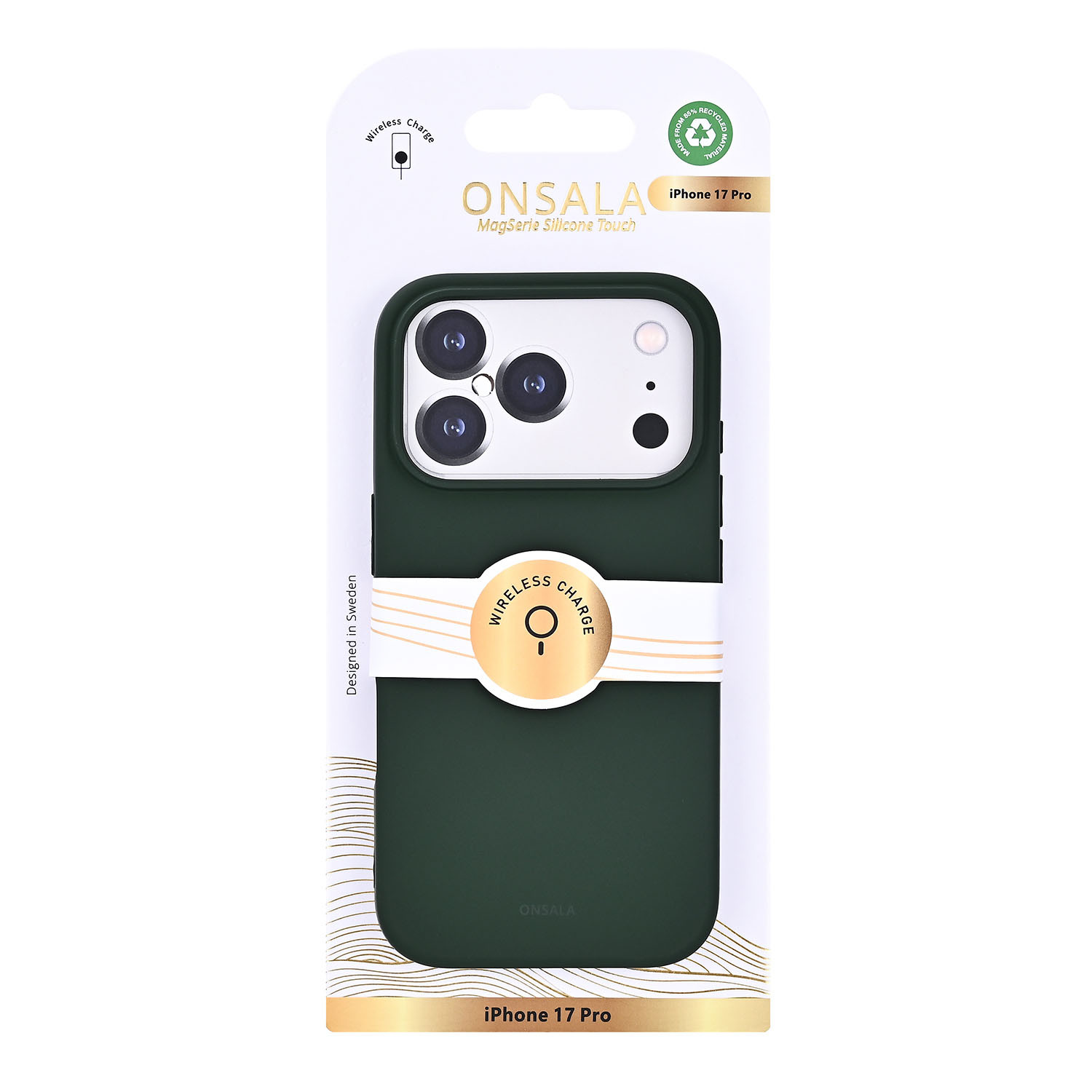 ONSALA Back Sil Touch Recycled MagSerie iPhone 17 Pro Olive Green