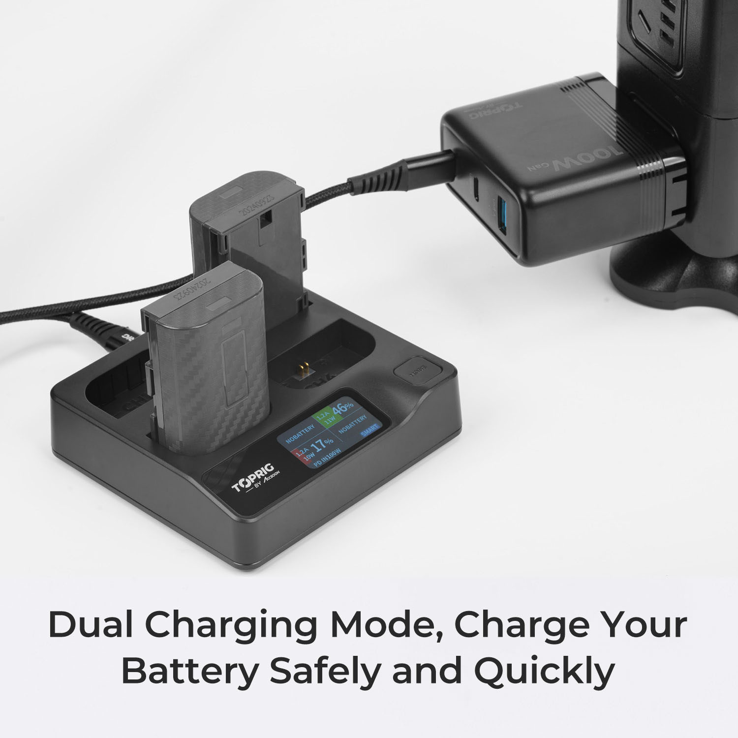 ACCSOON TopRig 100W 4-Bay 4-Bay LP-E6 Fast Charger