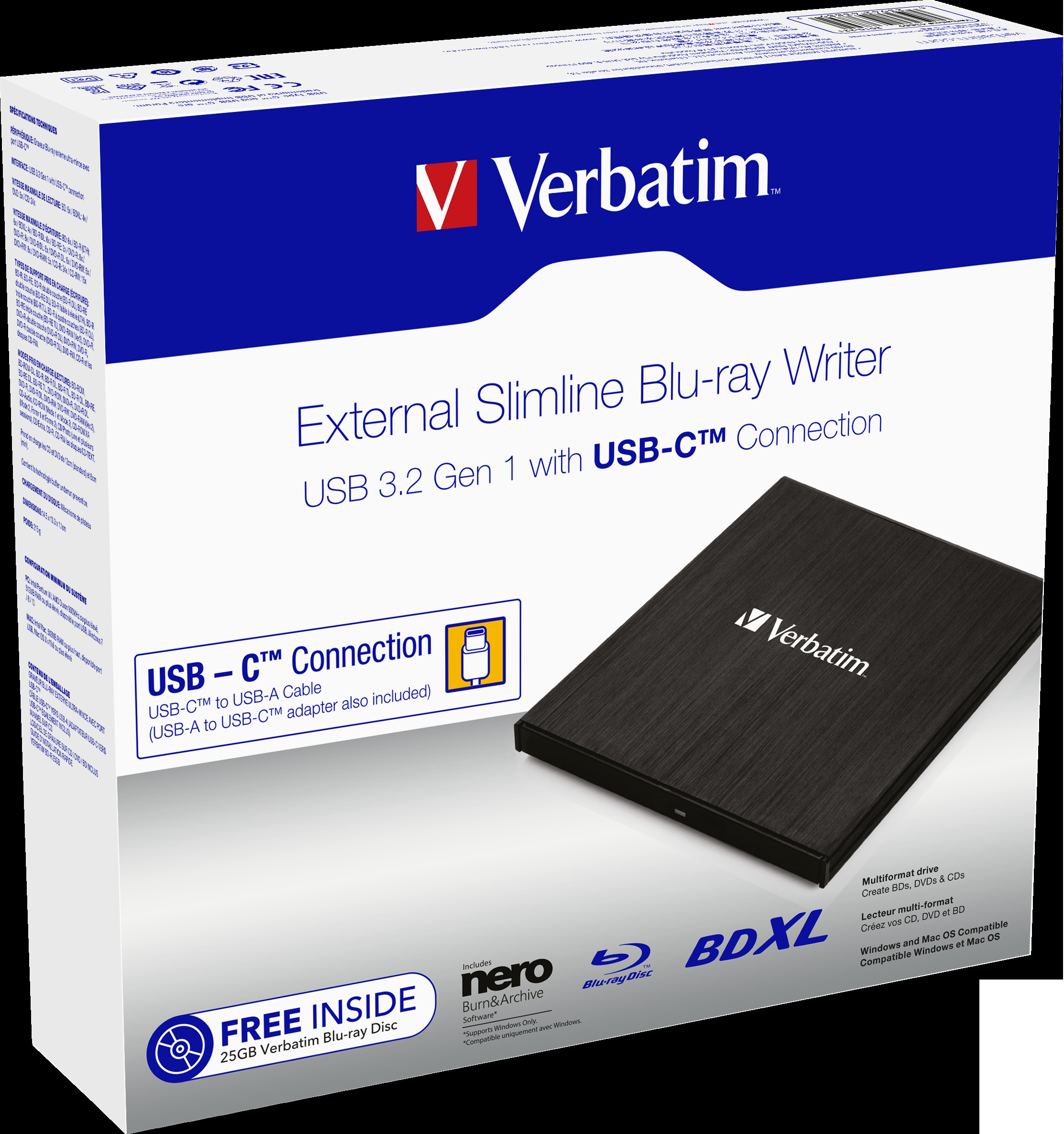 VERBATIM External Slimline Blu-ray Writer Type-C