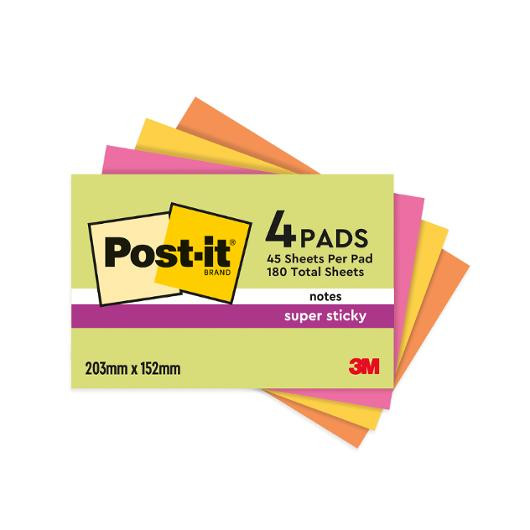 BildeNotatblokk Post-It Ssn 203X152 Neon (4 stk)